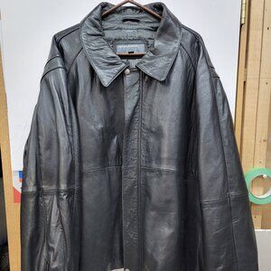 PERRY ELLIS Portfolio Men's 5XL Black LAMBSKIN Leather Jacket Quilted Lining